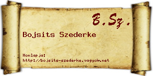 Bojsits Szederke névjegykártya